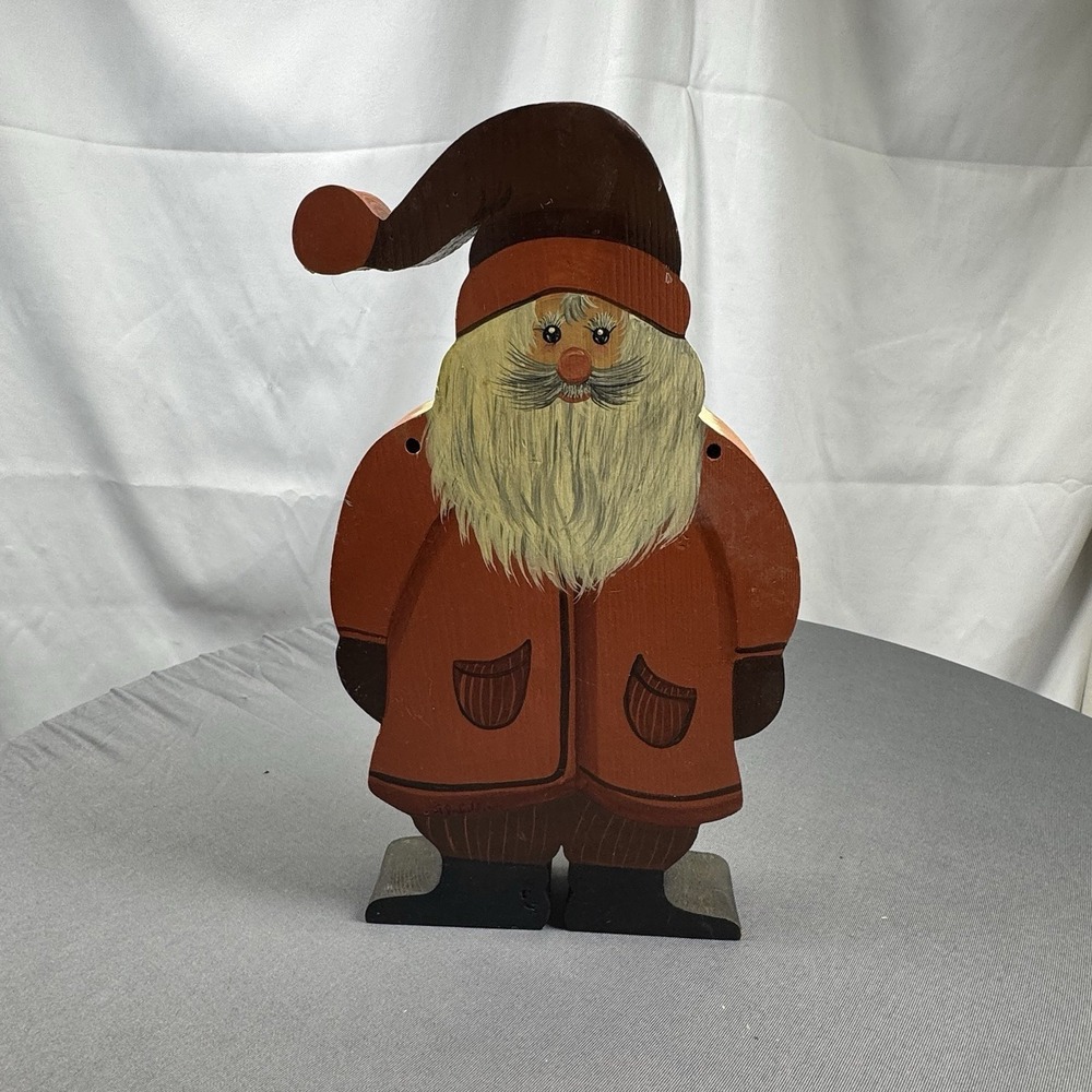 Vintage Painted Wooden Santa Penfield 1989 #9 Folk‎ Art